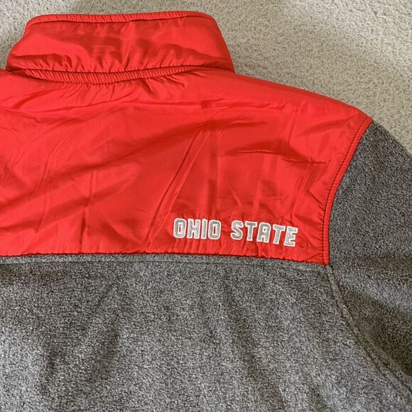 Ohio State Buckeyes Fleece Sweater Mens Medium Pockets Colosseum Gray Red NCAA - Picture 12 of 13